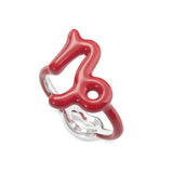 Capricorn Zodiac Hotglyph Ring Classic Red enamel and silver by Solange Azagury-Partridge angled view
