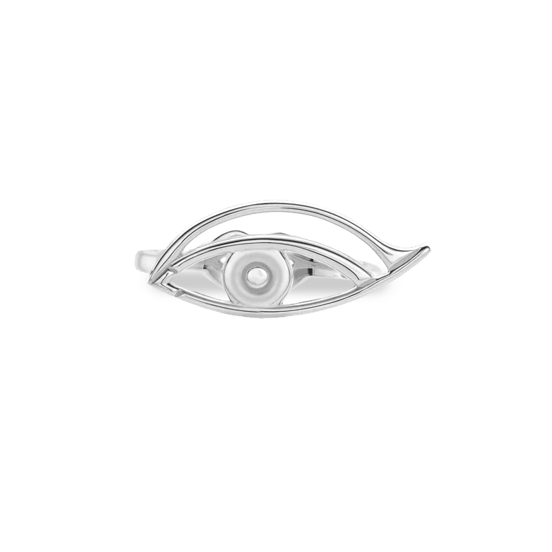 Eye Motif Hotglyph Ring Sterling Silver by Hotlips by Solange Front View