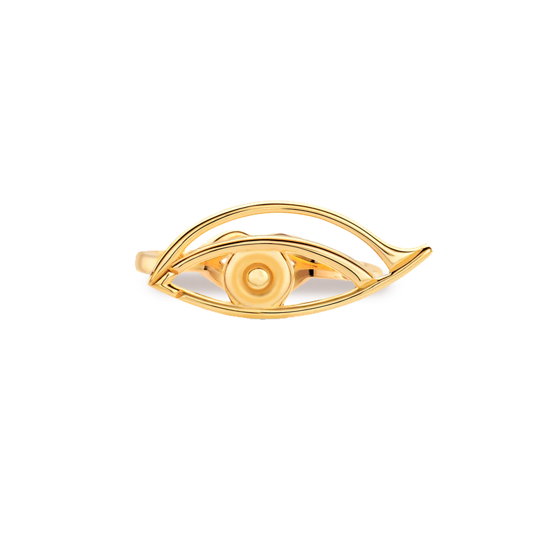 Eye Hotglyph Ring in Gold Plated Silver Vermeil by Hotlips by Solange Front View