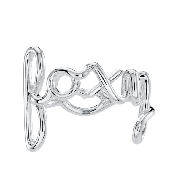 Foxy Silver word Hotscripts ring by Solange front view
