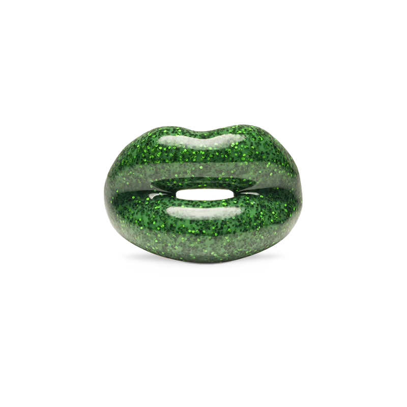 Glitter Green Hotlips Ring front view