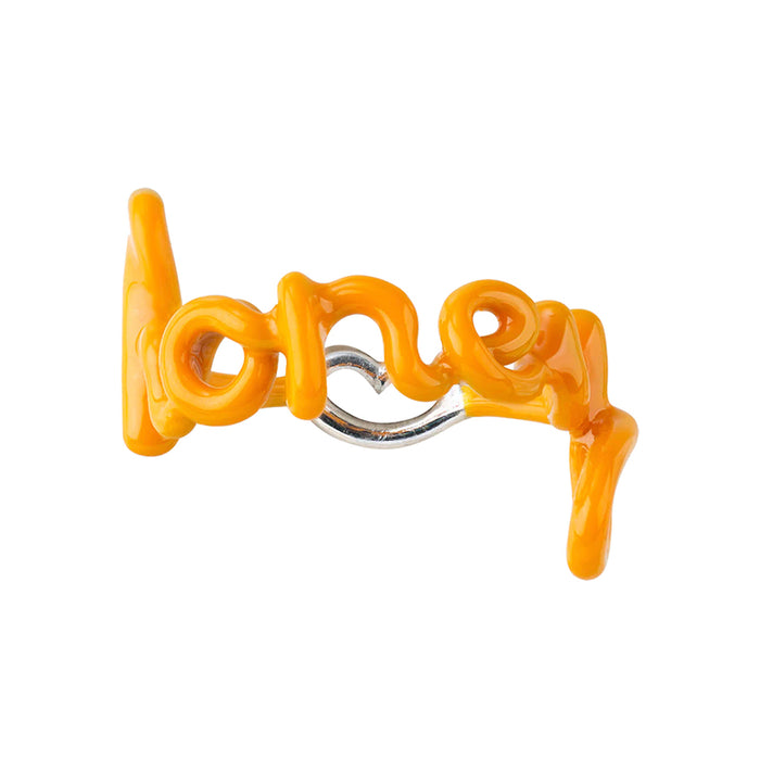 Honey Hotscripts Ring - Silver and Enamel - Yellow - Hotlips By Solange