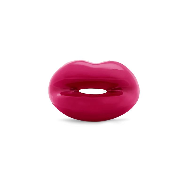 Dusky Pink Silver and Enamel Hotlips lip ring by Solange