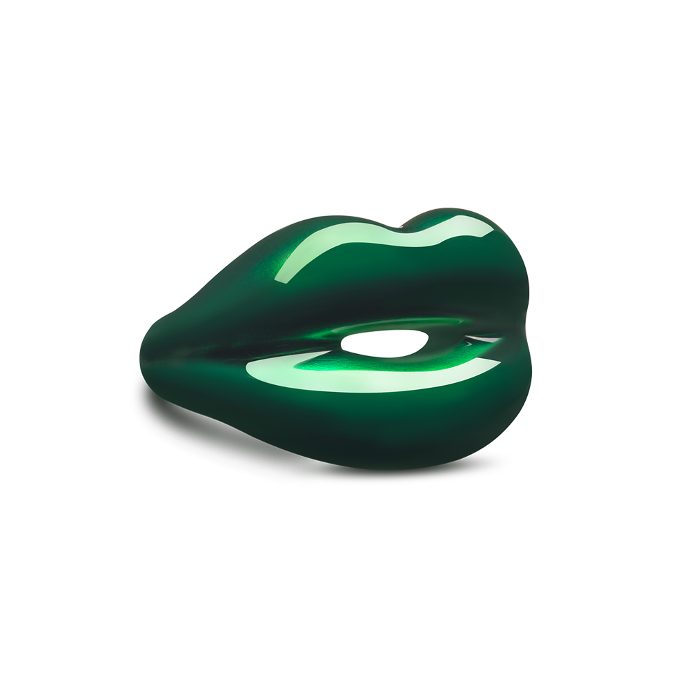 Deep Green Hotlips ring by British designer Solange Azagury-Partridge side view