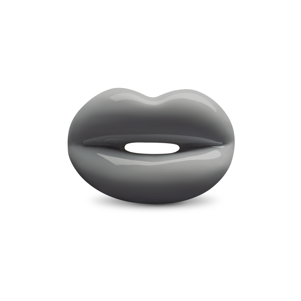 Hotlips By Solange London Sky Hotlips Lip shaped silver and Enamel ring front view by Solange Azagury-Partridge