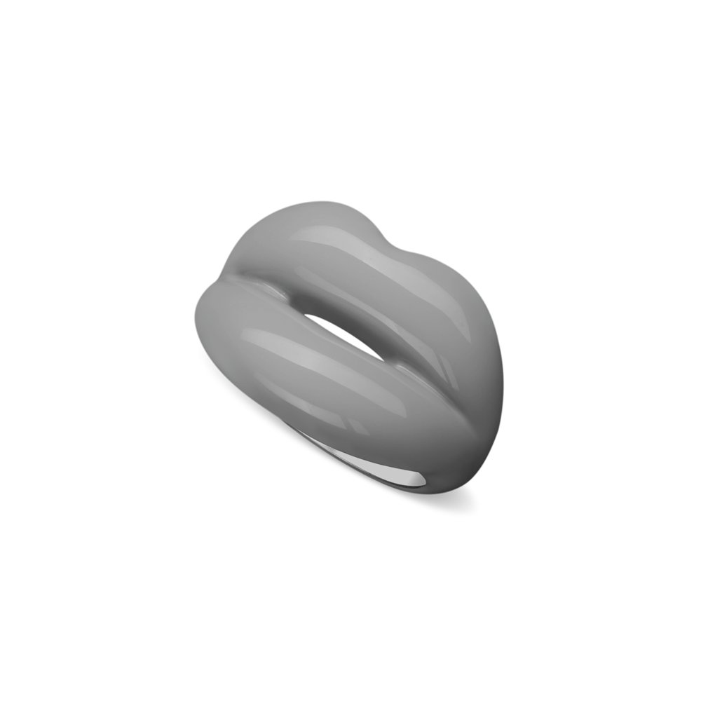 Hotlips By Solange London Sky Hotlips Lip shaped silver and Enamel ring front view by Solange Azagury-Partridge front view 