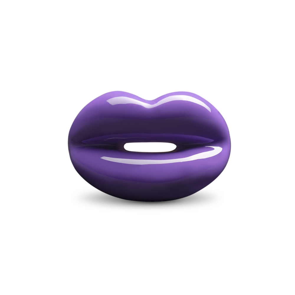Hotlips By Solange Queen Elizabeth Purple Hotlips Lip shaped silver and Enamel ring front view by Solange Azagury-Partridge