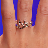Star Hotscripts Ring Midnight Silver front view on model