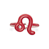 Leo Zodiac Hotglyph Ring Classic Red enamel and silver by Solange Azagury-Partridge front view