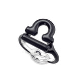 Libra Zodiac Hotglyph Ring black enamel and silver by Solange Azagury-Partridge angled view