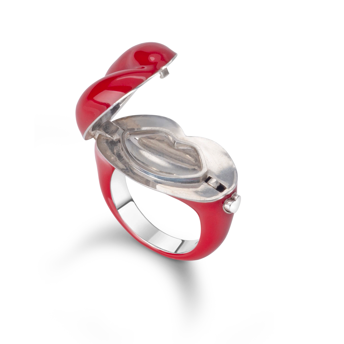 Locklips Ring - Silver and Enamel - Classic Red - Hotlips By Solange