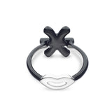 Pisces Zodiac Hotglyph Ring black enamel and silver by Solange Azagury-Partridge back view