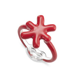 Pisces Zodiac Hotglyph Ring Classic Red enamel and silver by Solange Azagury-Partridge  angled view
