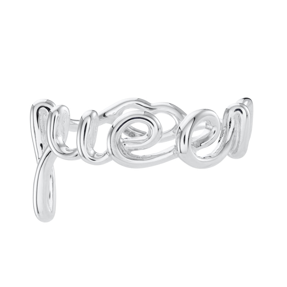 Queen Silver Hotlips word Ring by Solange front view