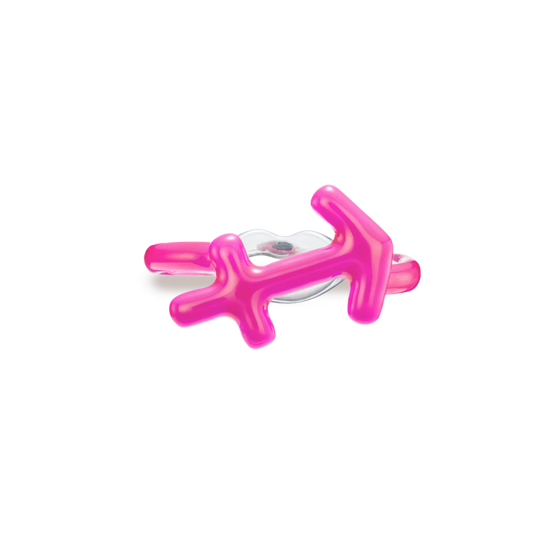 Sagittarius Zodiac Hotglyph Ring Neon Pink enamel and silver by Solange Azagury-Partridgefront view