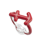 Sagittarius Zodiac Hotglyph Ring Classic Red enamel and silver by Solange Azagury-Partridge angled view