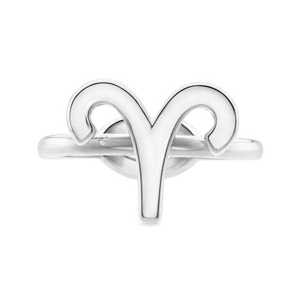 Aries Hotglyph Zodiac Ring Sterling Silver by Hotlips by Solange Front View