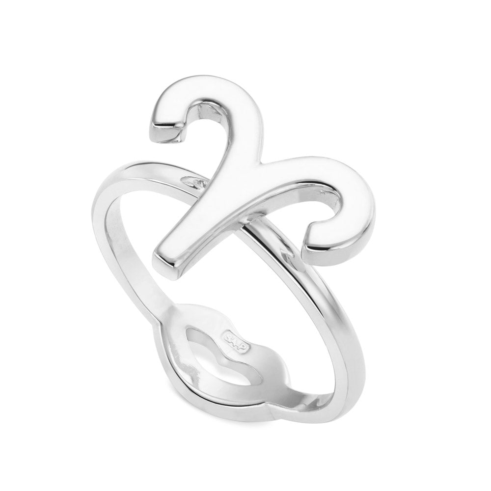 Aries Hotglyph Zodiac Ring Sterling Silver by Hotlips by Solange Angled View