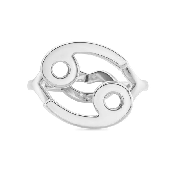 Cancer Hotglyph Zodiac Ring Sterling Silver by Hotlips by Solange Front View