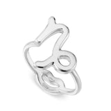 Capricorn Hotglyph Zodiac Ring Sterling Silver by Hotlips by Solange Angled View