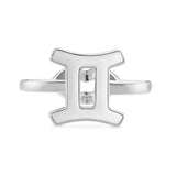 Gemini Zodiac Hotglyph Ring Sterling Silver by Hotlips by Solange Front View