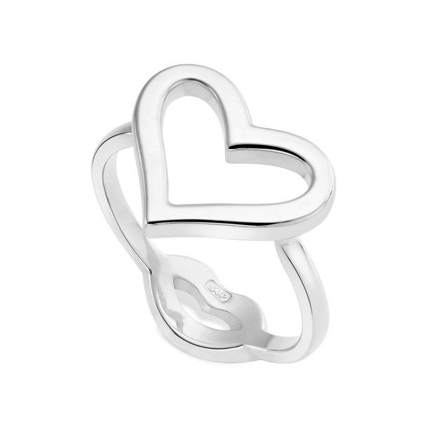 Heart Motif Hotglyph Ring Sterling Silver by Hotlips by Solange Angled View