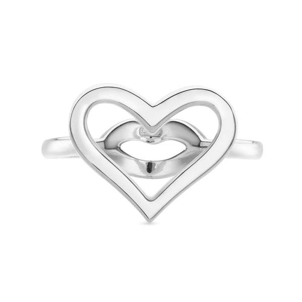 Heart Motif Hotglyph Ring Sterling Silver by Hotlips by Solange Front View