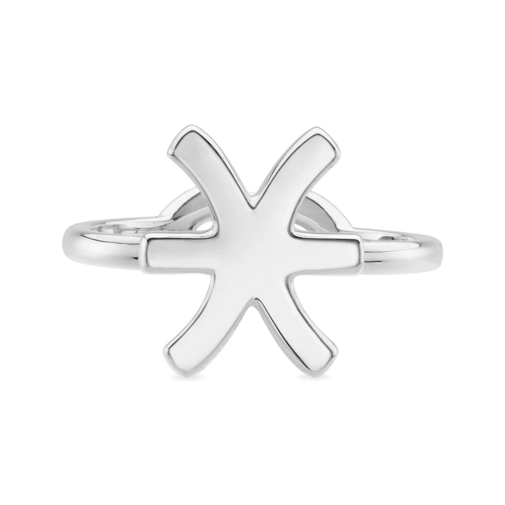 Pisces Zodiac Hotglyph Ring Sterling Silver by Hotlips by Solange Front View