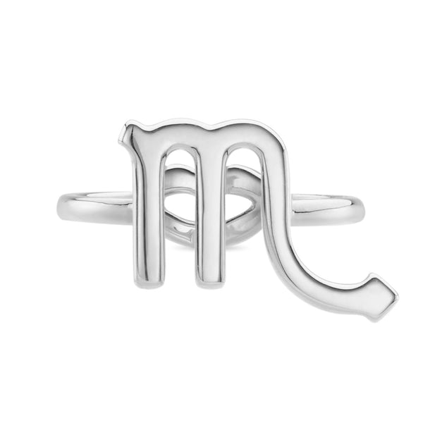 Scorpio Zodiac Star Sign Hotglyph Ring Sterling Silver by Hotlips by Solange Front View