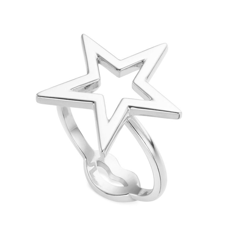Star Motif Star Sign Hotglyph Ring Sterling Silver by Hotlips by Solange Angled View