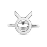 Taurus Zodiac Start Sign Hotglyph Ring Sterling Silver by Hotlips by Solange Front View