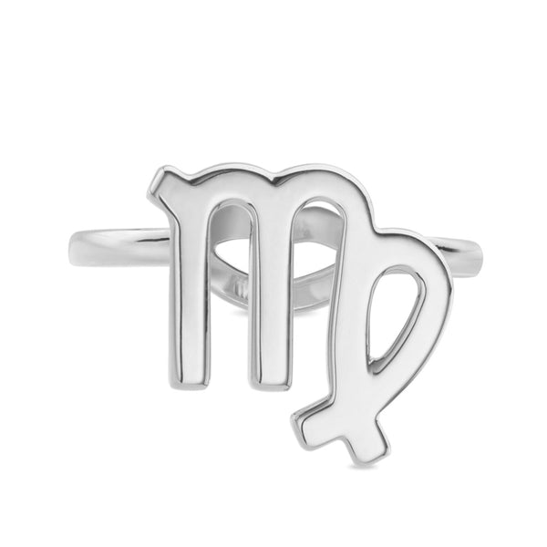 Virgo Zodiac Start Sign Hotglyph Ring Sterling Silver by Hotlips by Solange Front View