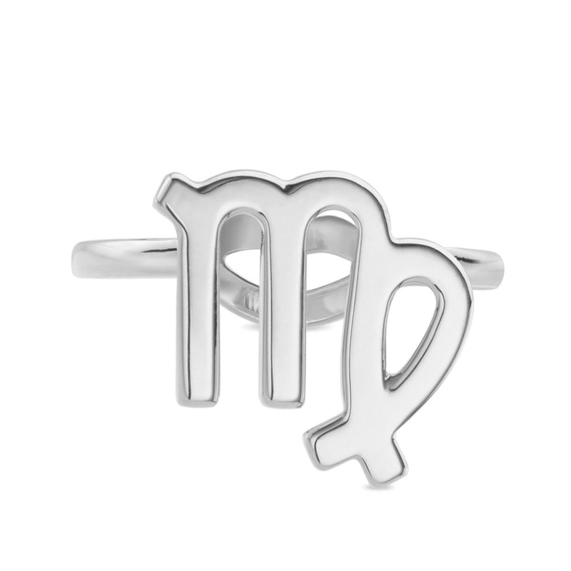 Virgo Zodiac Start Sign Hotglyph Ring Sterling Silver by Hotlips by Solange Front View