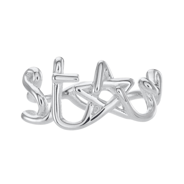 Star Hotscripts Ring Midnight Silver front view