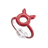 Taurus Zodiac Hotglyph Ring Classic Red enamel and silver by Solange Azagury-Partridge angled view