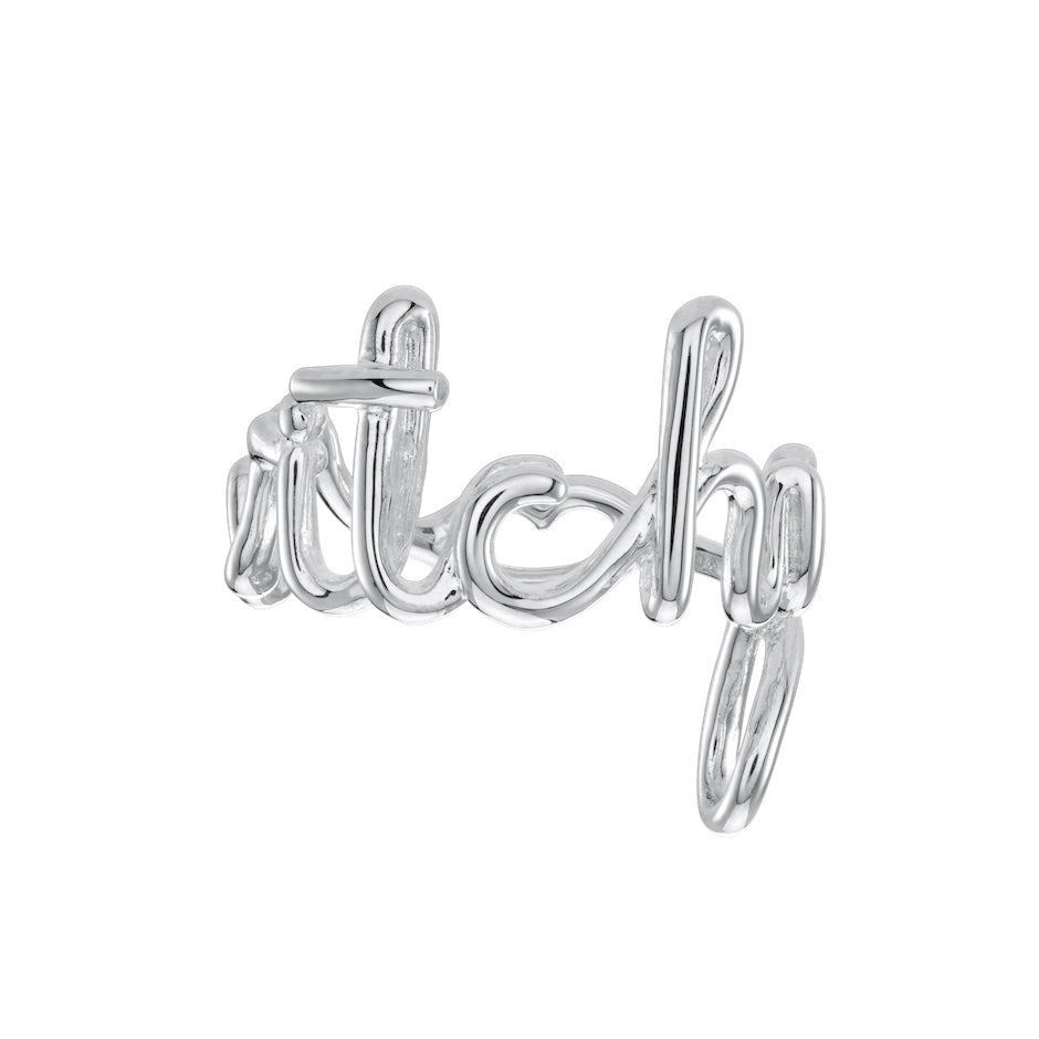 Witchy Hotscripts Ring Silver front view