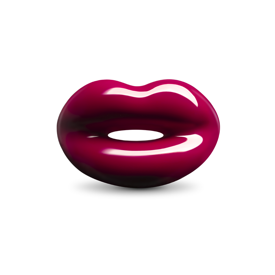 Hotlips by Solange Deep Red Silver and Enamel Lip Shaped Ring By Solange Azagury-Partridge Front View