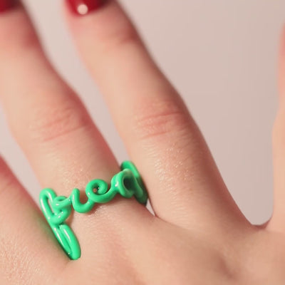 Freak Hotscript by Solange ring in neon green enamel