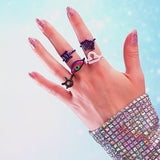 Hotglyyh Zodiac sign rings silver and colourful enamel on hand by Hotlips by Solange