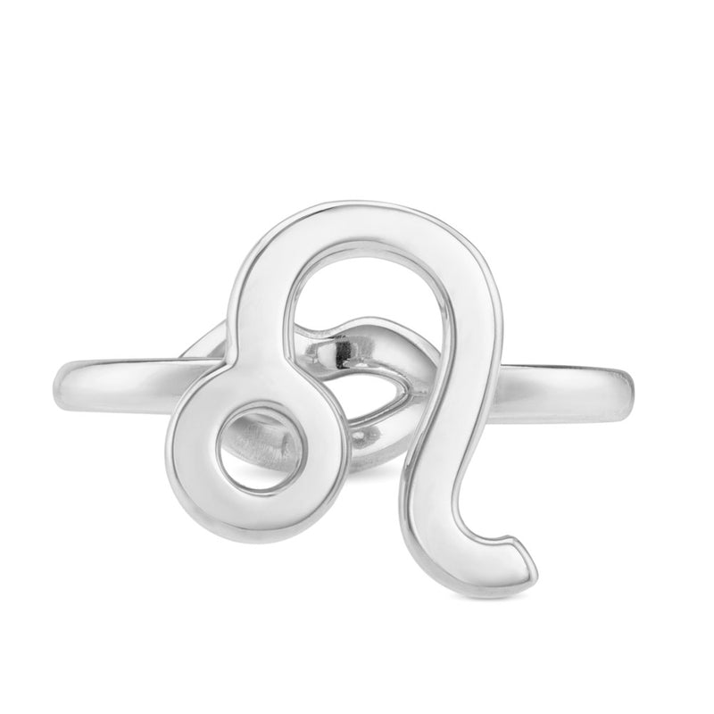 Leo Zodiac Hotglyph Ring Sterling Silver by Hotlips by Solange Front View