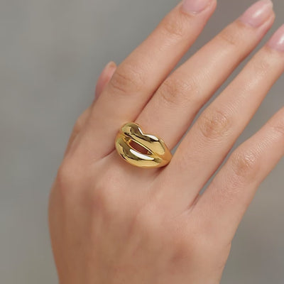 Hotlips Gold Plated Silver Vermeil Lip Shaped ring By Solange Video on Hand