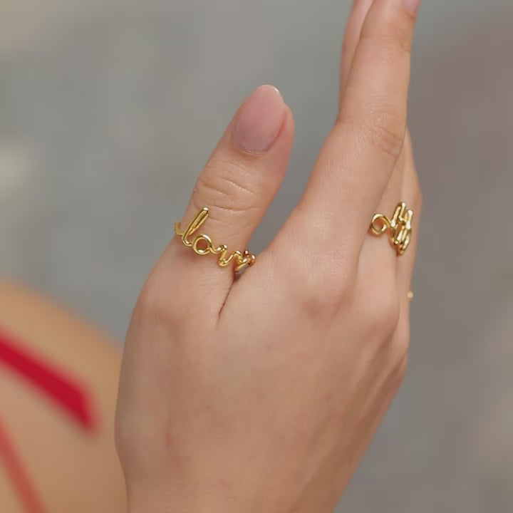 Lover Hotscripts Ring - Gold Plated Vermeil Silver - Gold - Hotlips By ...