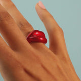 Juicy Red Hotlips by Solange silver and enamel ring on hand video
