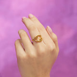 Cancer Zodiac Hotglyph Ring in Gold Plated Silver Vermeil by Hotlips by Solange On Models Hand