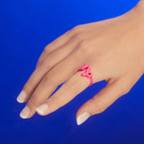 Capricorn Neon Pink Silver & Enamel Hotglyphs Zodiac Ring Hotlips by Solange On Hand