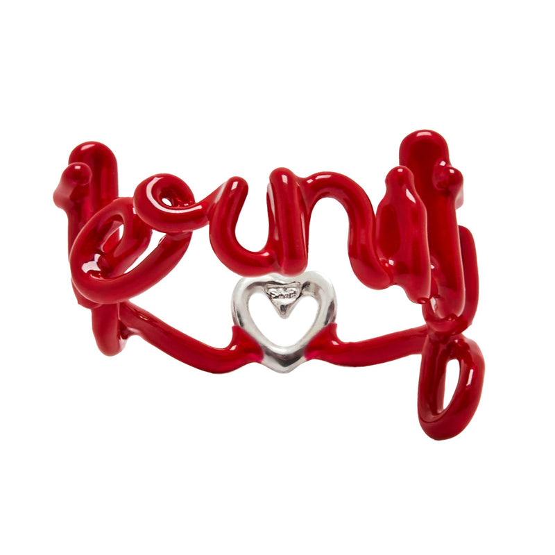 Eternity Written Word Ring Red Enamel and Silver by Hotlips by Solange front
