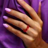 Eternity Written Word Ring Red Enamel and Silver by Hotlips by Solange on hand purple background