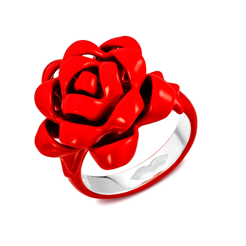 Gift Bow Ring Red enamel and silver by Solange Azgury-Partridge side view