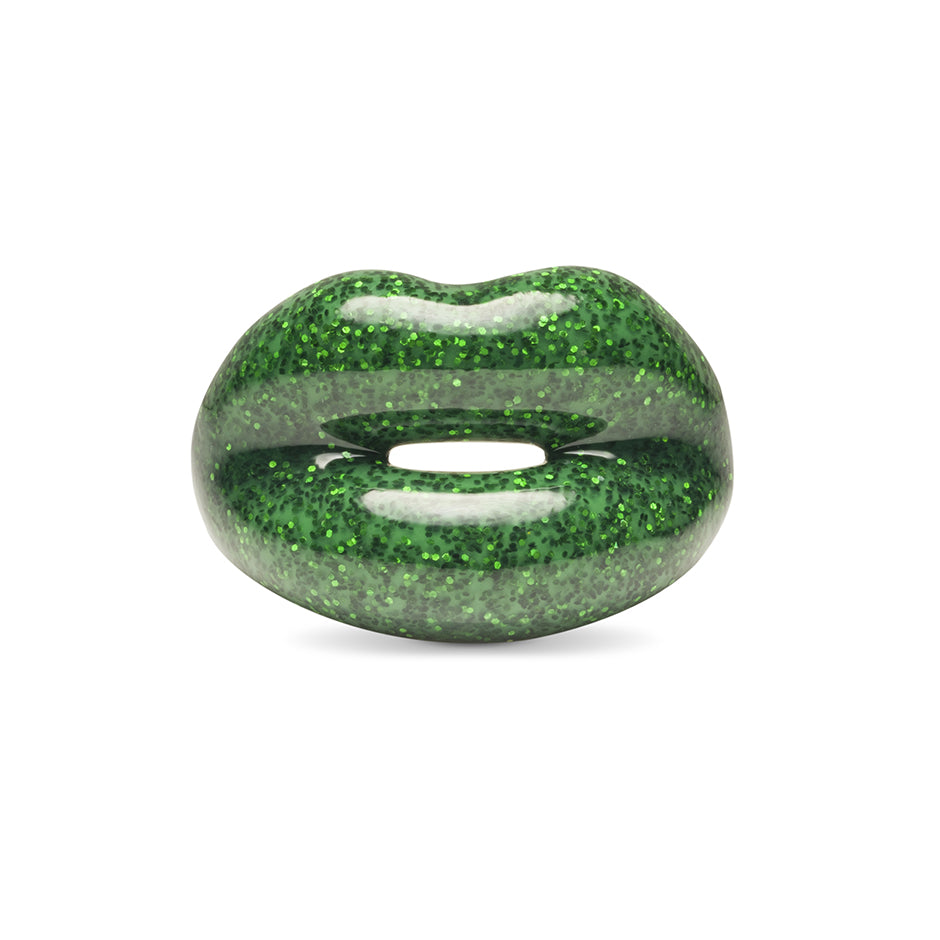 Glitter Green Hotlips Ring front view