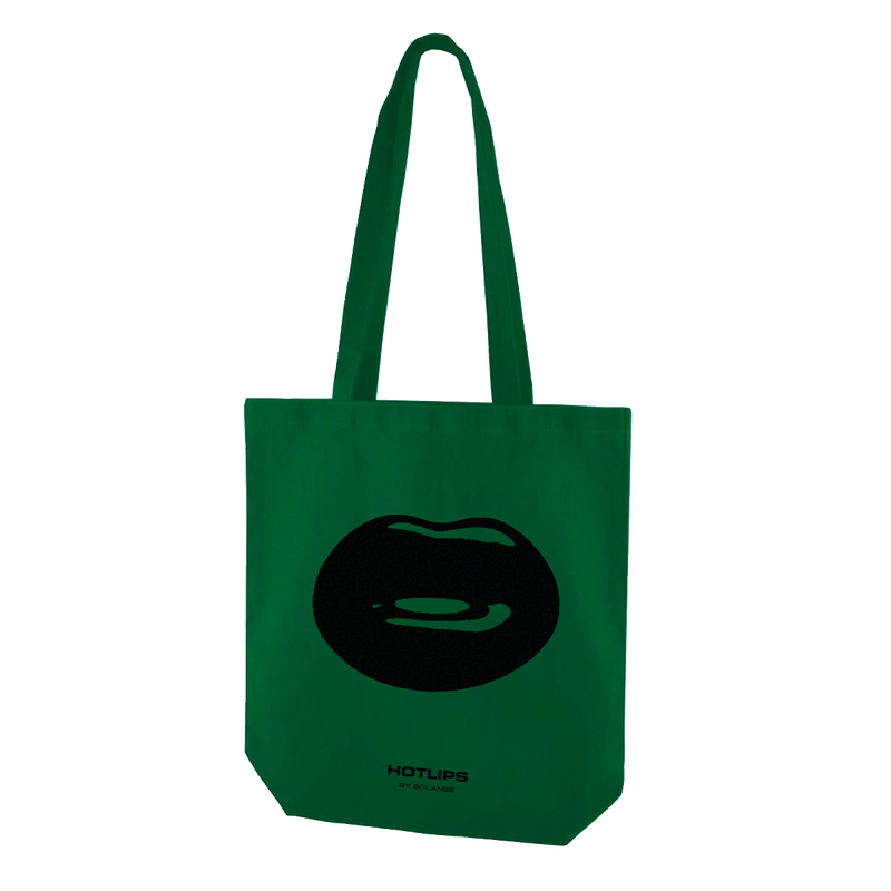 Hotlips Canvas Tote Bag Lips Green and Black